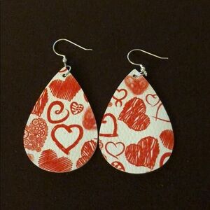 Leather Drop Earrings, White